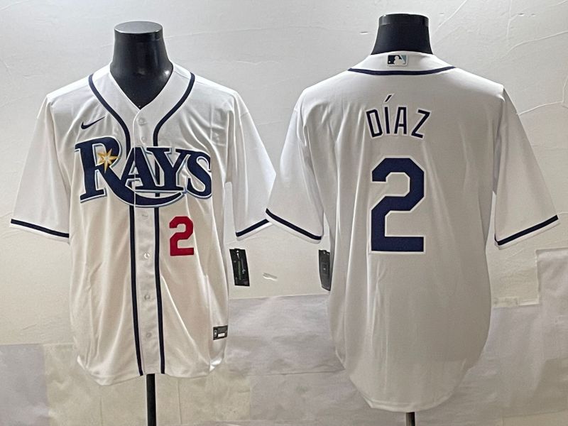 Men 2025 Tampa Bay Rays #2 Diaz White Game Nike MLB Jersey style 3
